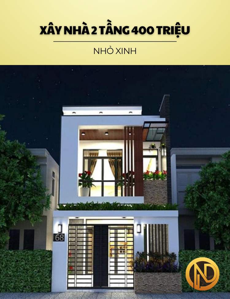 Mẫu nhà ống 2 tầng 400 triệu nhỏ xinh