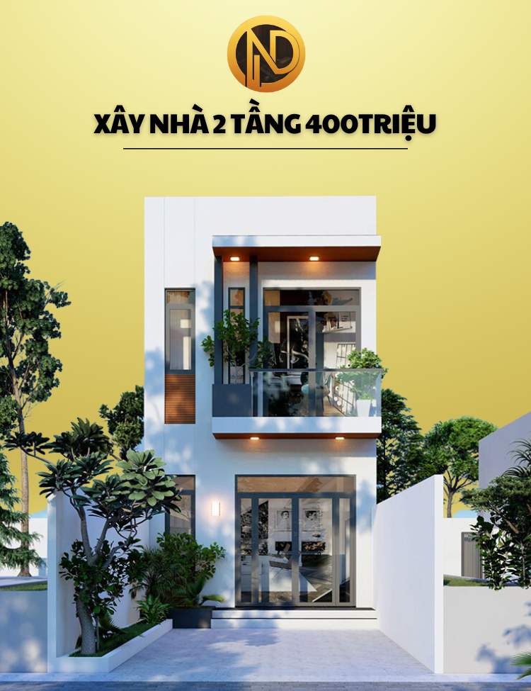 xây nhà 2 tầng giá 400 triệu