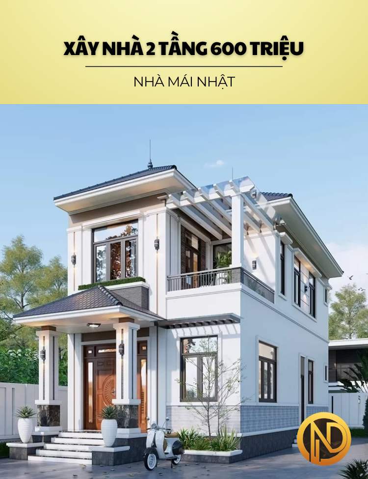 nhà mái nhật 2 tầng 600 triệu