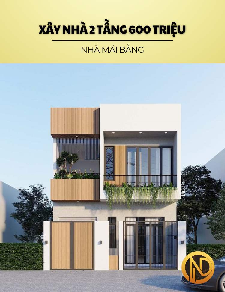 nhà mái bằng 2 tầng 600 triệu