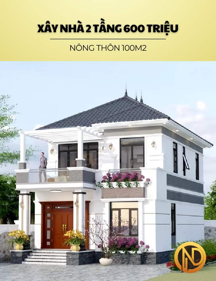 Xây nhà ống 2 tầng 600 triệu ở nông thôn 100m2