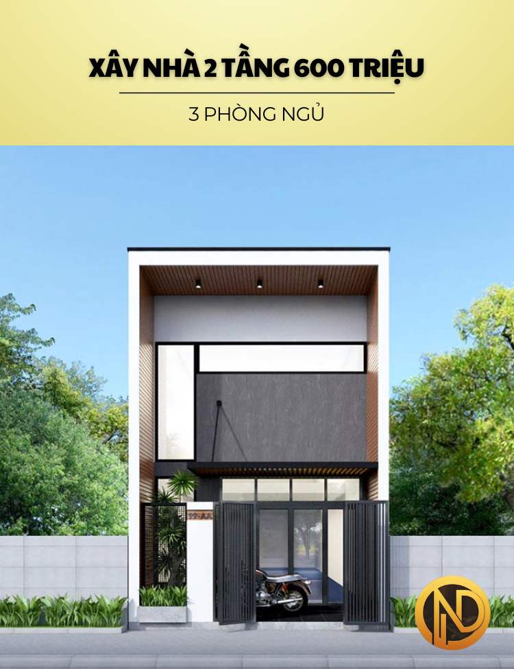 Thiết kế mẫu nhà 600 triệu 2 tầng 3 phòng ngủ