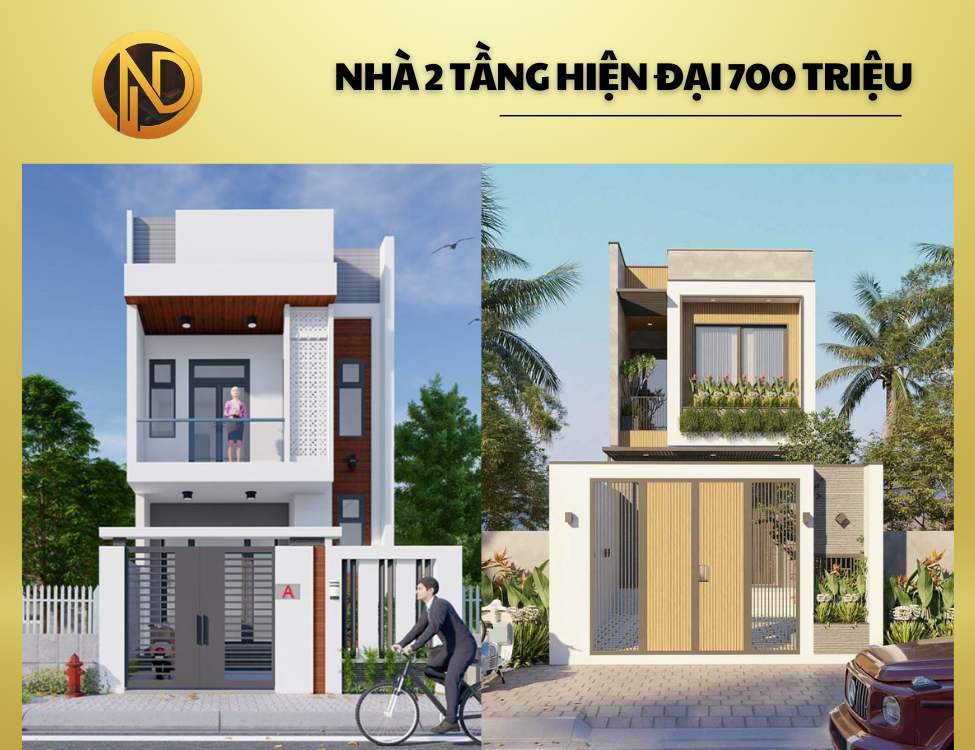 xây nhà trọn gói 700 triệu 2 tầng hiện đại