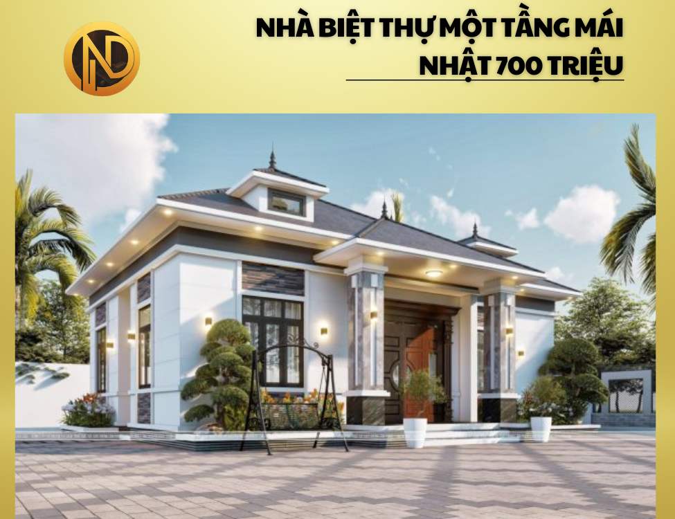 Mẫu thiết kế nhà biệt thự một tầng mái Nhật 700 triệu