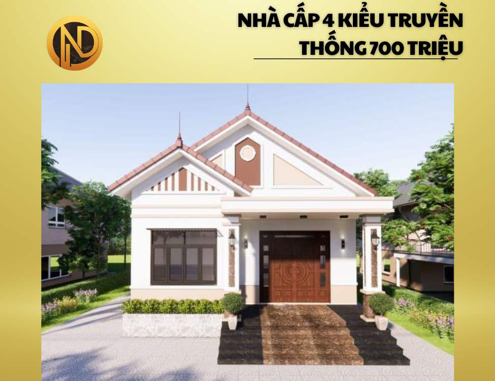 Mẫu thiết kế nhà cấp 4 kiểu truyền thống 700 triệu