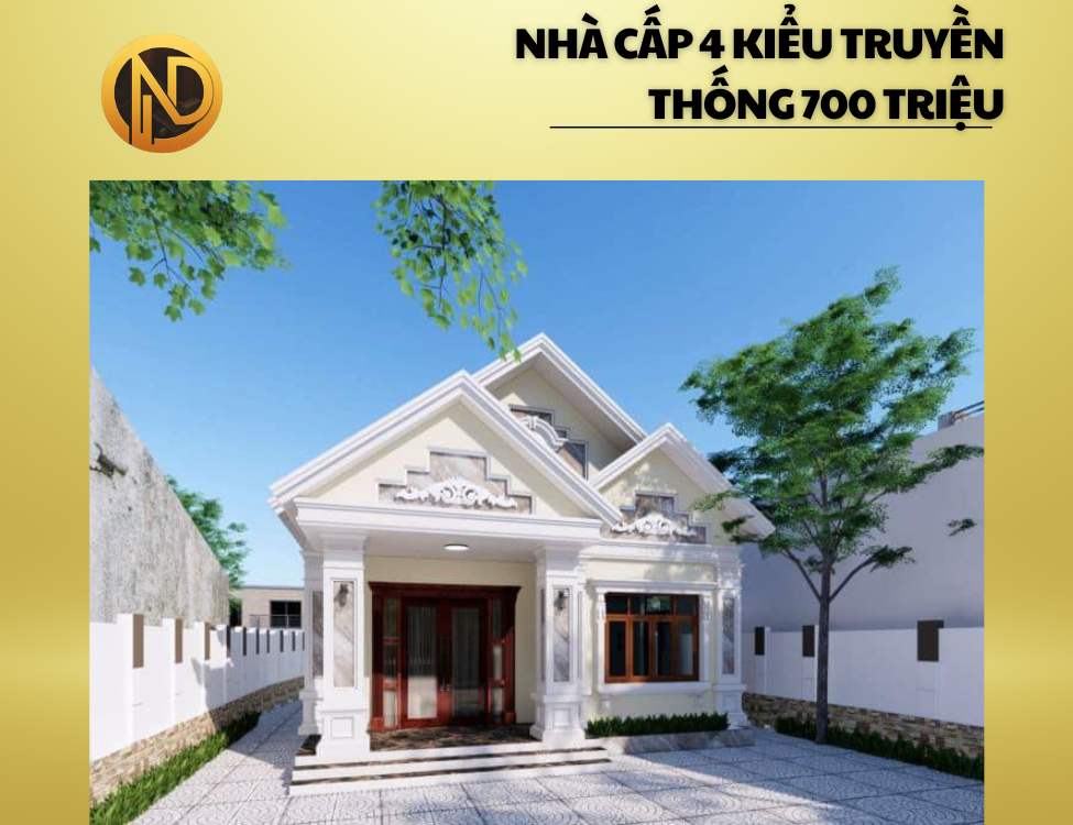 Mẫu thiết kế nhà cấp 4 kiểu truyền thống 700 triệu