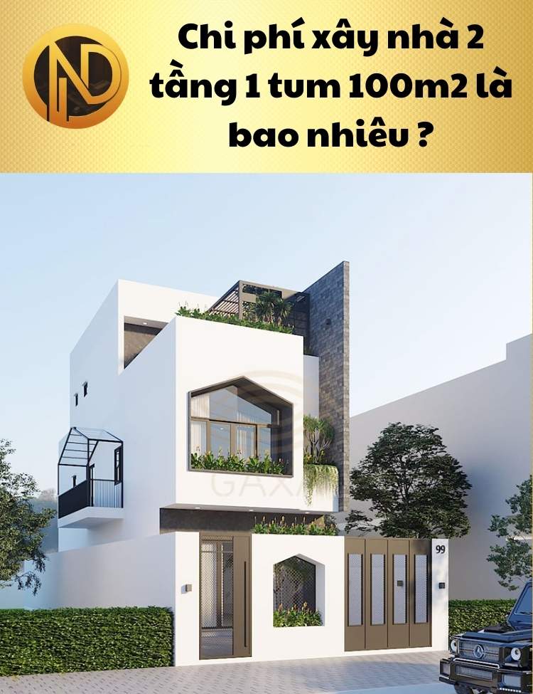 chi phí xây nhà 2 tầng 1 tum 100m2