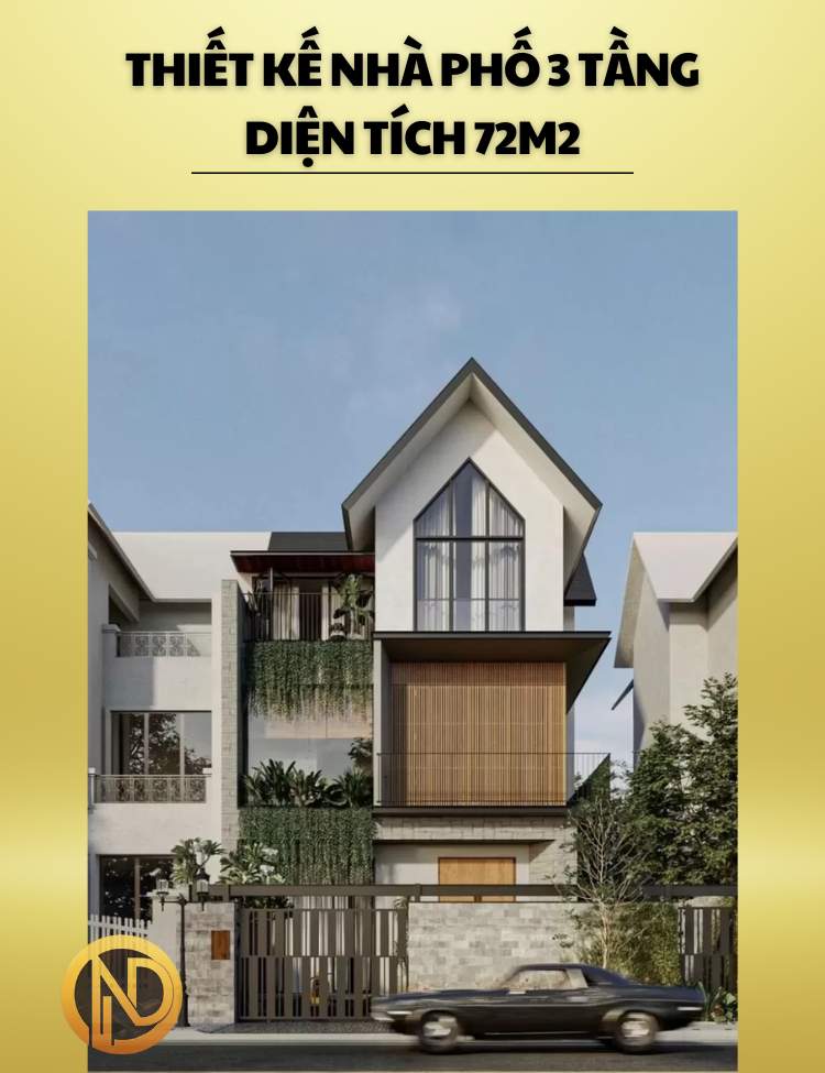 Mẫu nhà 3 tầng mái mansard diện tích 72m2