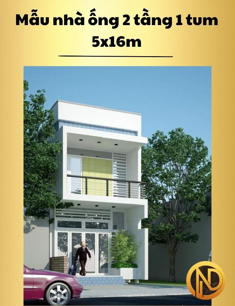 Mẫu nhà ống 2 tầng 1 tum 5x16m