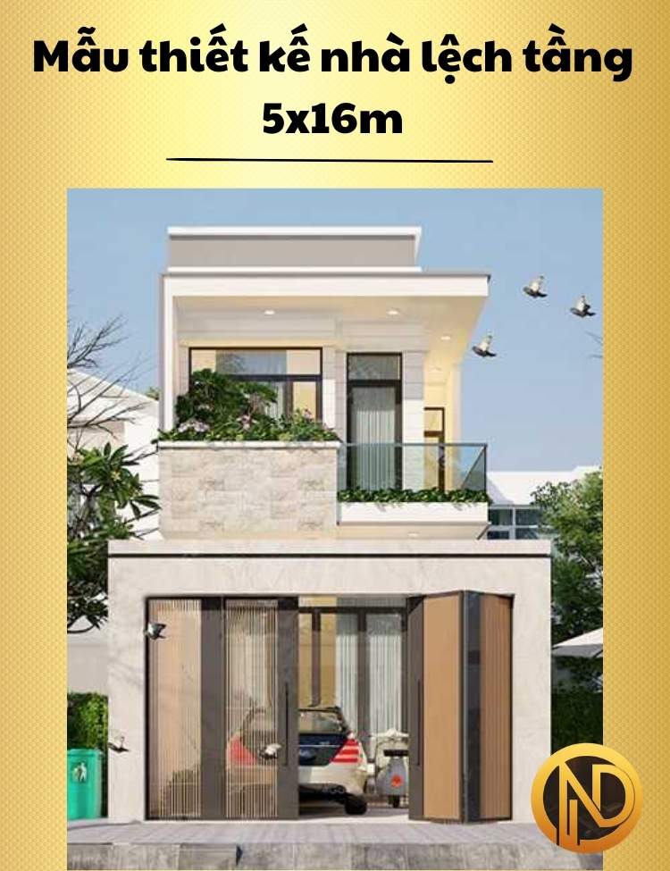 Mẫu thiết kế nhà lệch tầng 5x16m