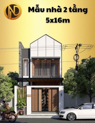 mẫu nhà 2 tầng 5x16m