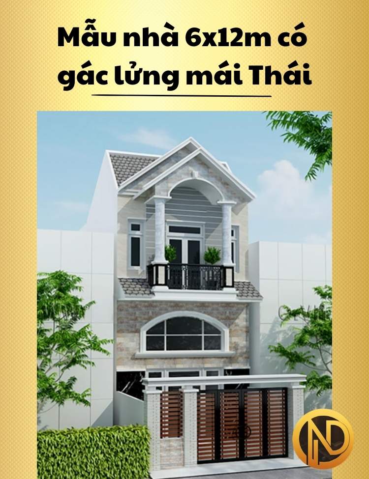 Mẫu nhà 6x12m có gác lửng