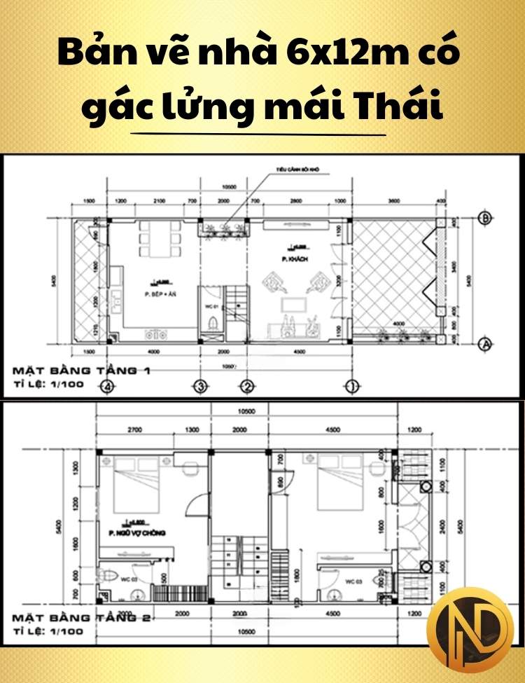 Mẫu nhà 6x12m có gác lửng