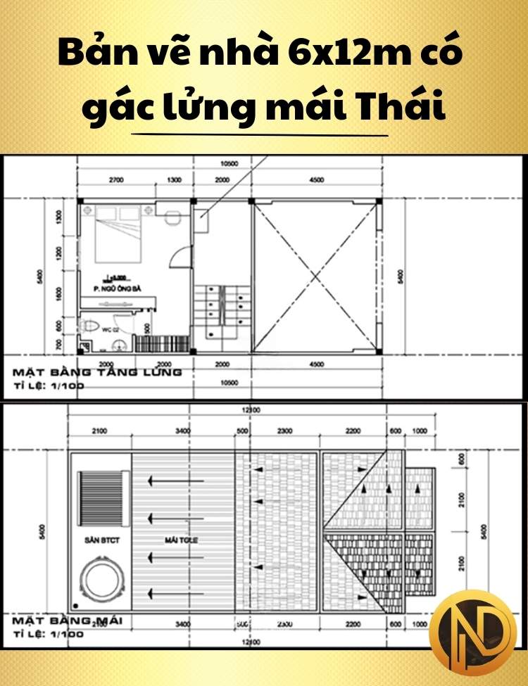 Mẫu nhà 6x12m có gác lửng