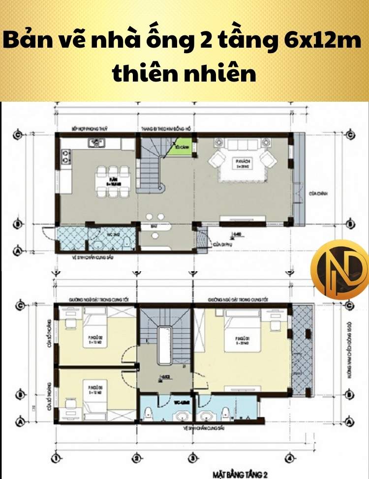 Mẫu nhà ống 2 tầng 6x12m dành cho gia chủ yêu thiên nhiên