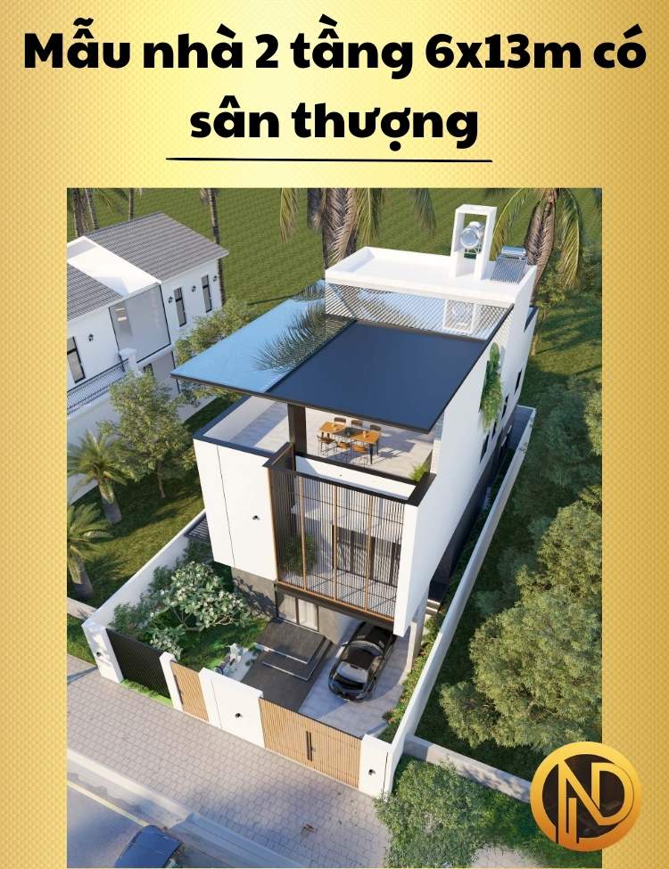 Mẫu nhà 2 tầng 6x13m có sân thượng