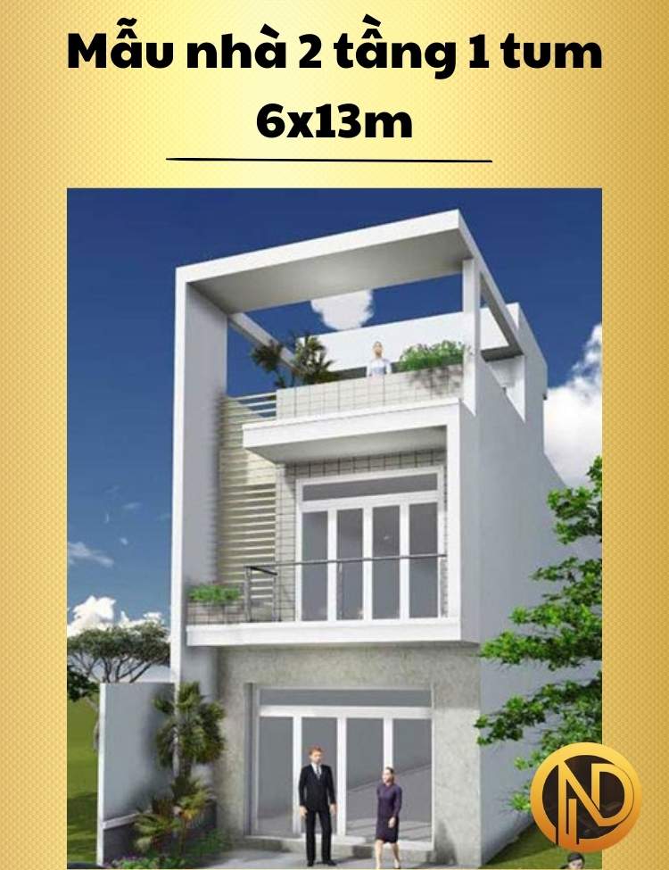 Mẫu nhà 2 tầng 1 tum 6x13m