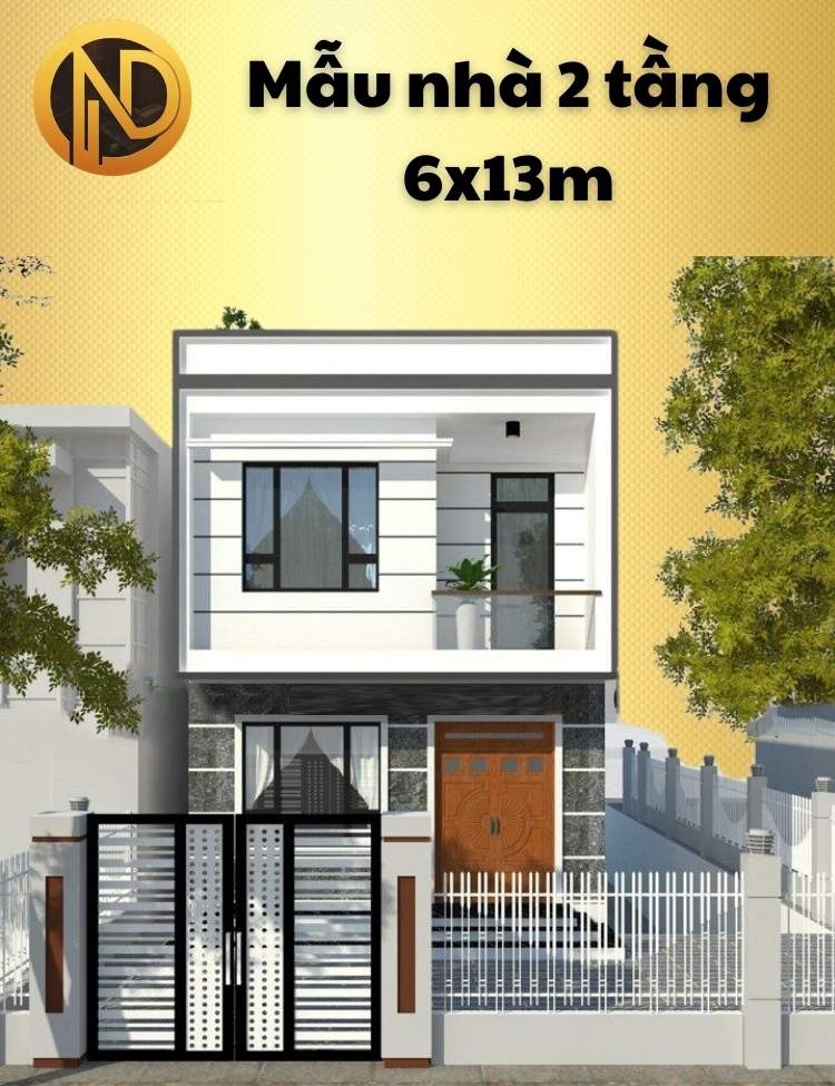 mẫu nhà 2 tầng 6x13m