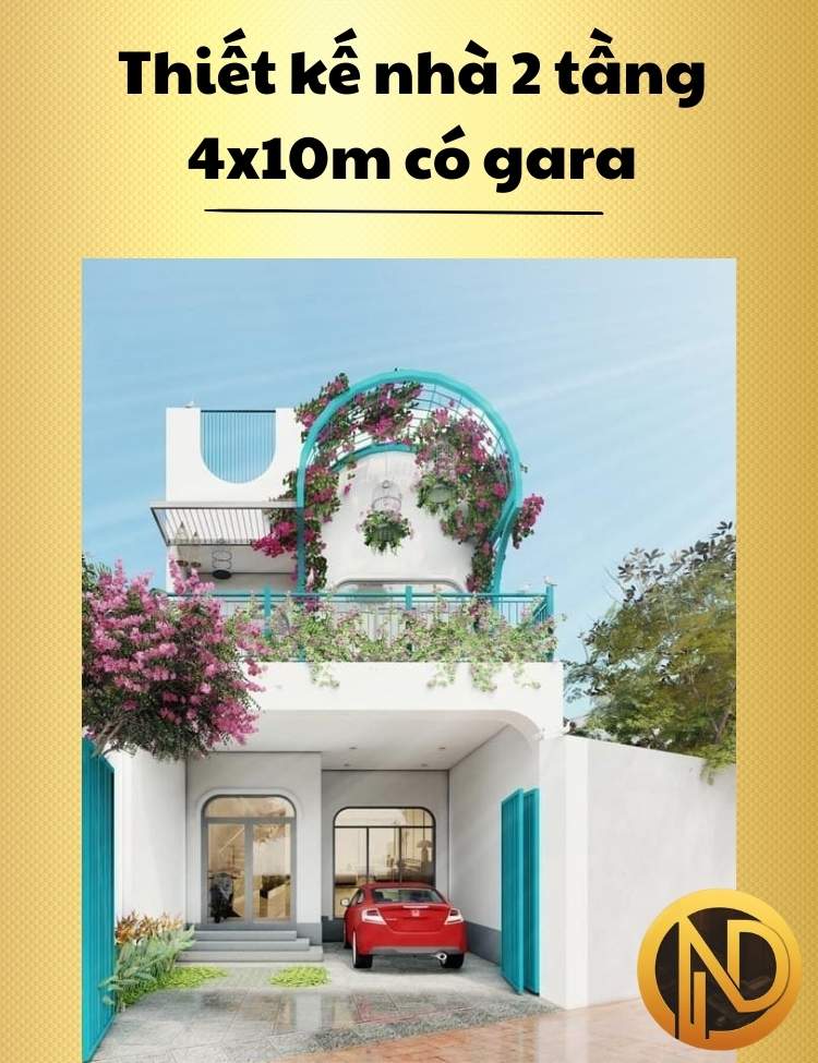 Thiết kế nhà 2 tầng 4x10m có gara