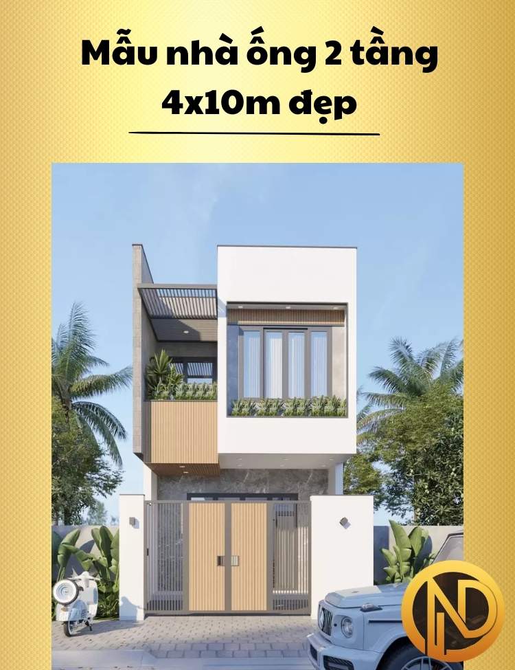 Mẫu nhà ống 2 tầng 4x10m đẹp