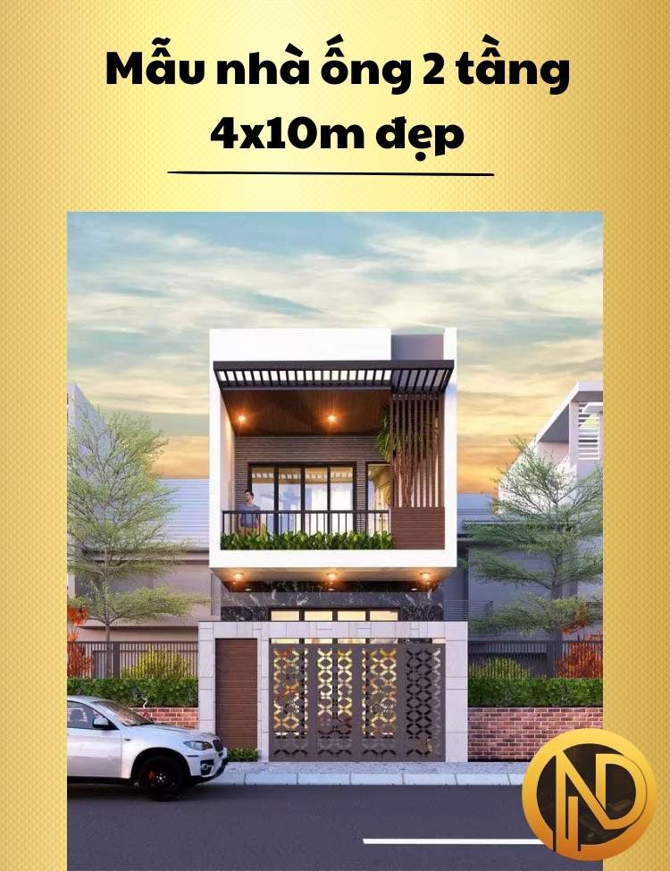 Mẫu nhà ống 2 tầng 4x10m đẹp