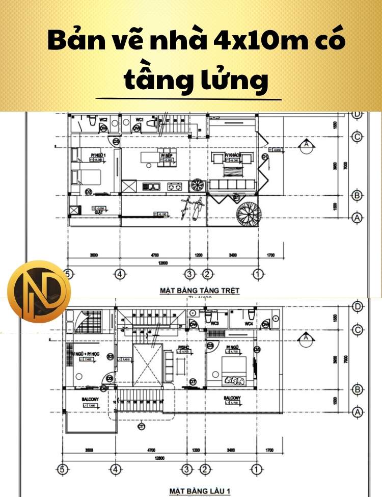 Thiết kế nhà 4x10m có tầng lửng