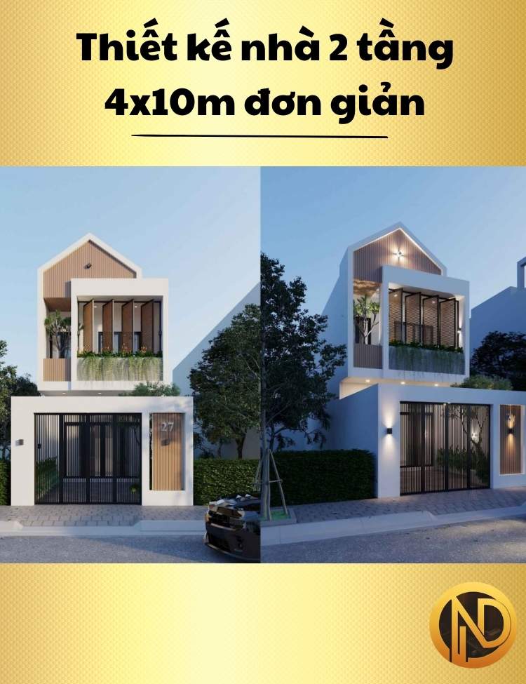 Thiết kế nhà 2 tầng 4x10m đơn giản