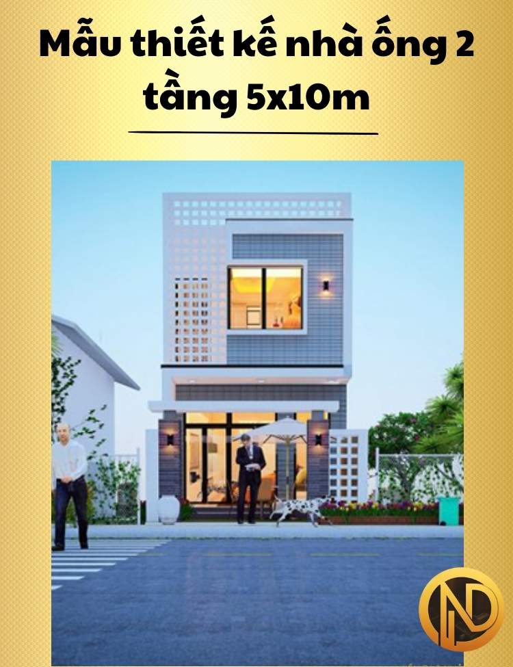 Mẫu thiết kế nhà ống 2 tầng 5x10m