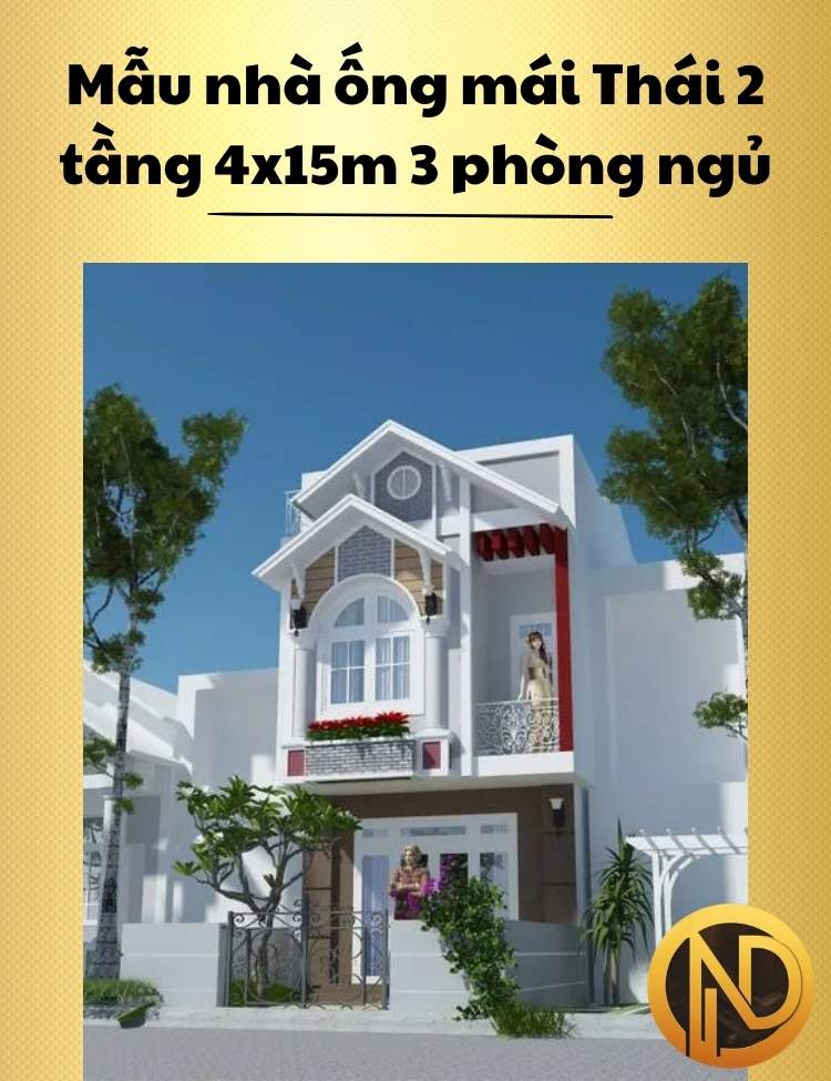 Mẫu nhà ống mái Thái 2 tầng 4x15m 3 phòng ngủ