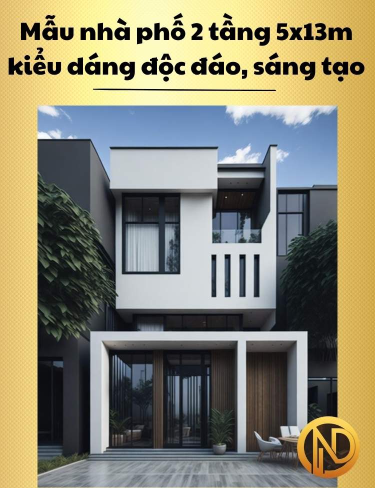 Mẫu nhà phố 2 tầng 5x13m kiểu dáng độc đáo, sáng tạo