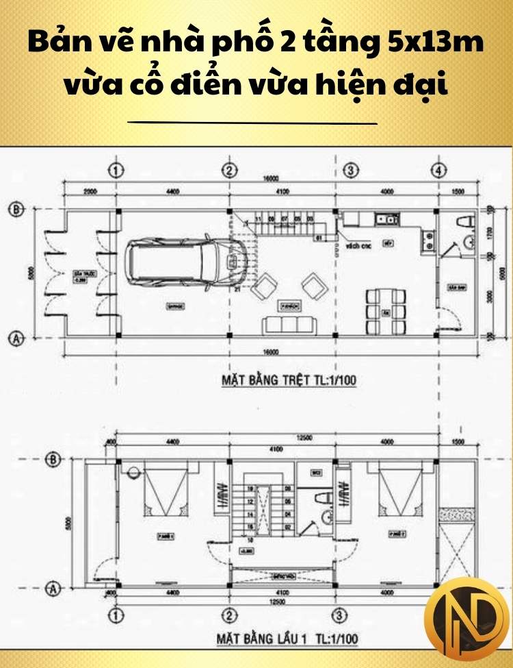 Mẫu nhà phố 2 tầng 5x13m hiện đại đủ công năng