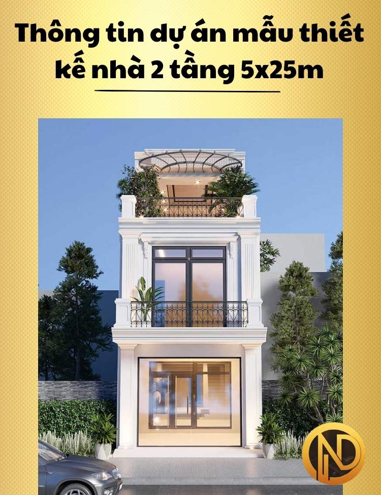 mẫu thiết kế nhà 2 tầng 5x25m