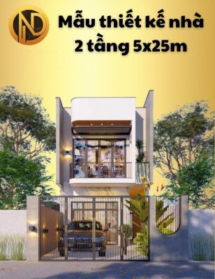 mẫu thiết kế nhà 2 tầng 5x25m