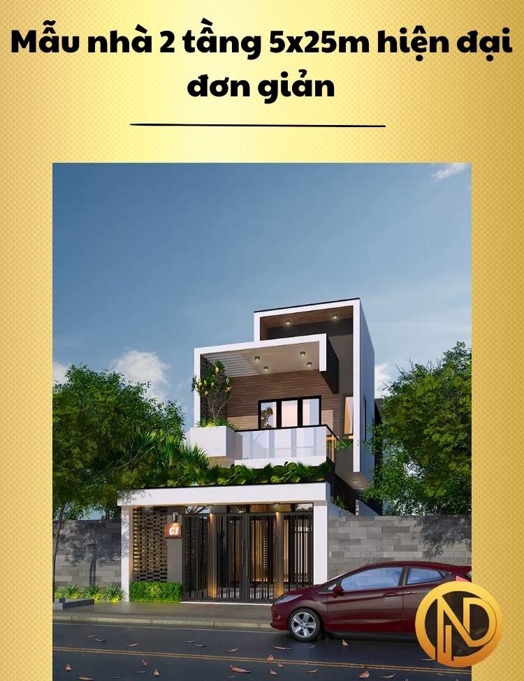 Mẫu nhà 2 tầng 5x25m hiện đại đơn giản