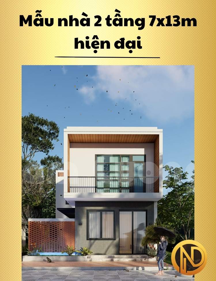 mẫu thiết kế nhà 2 tầng 7x13m