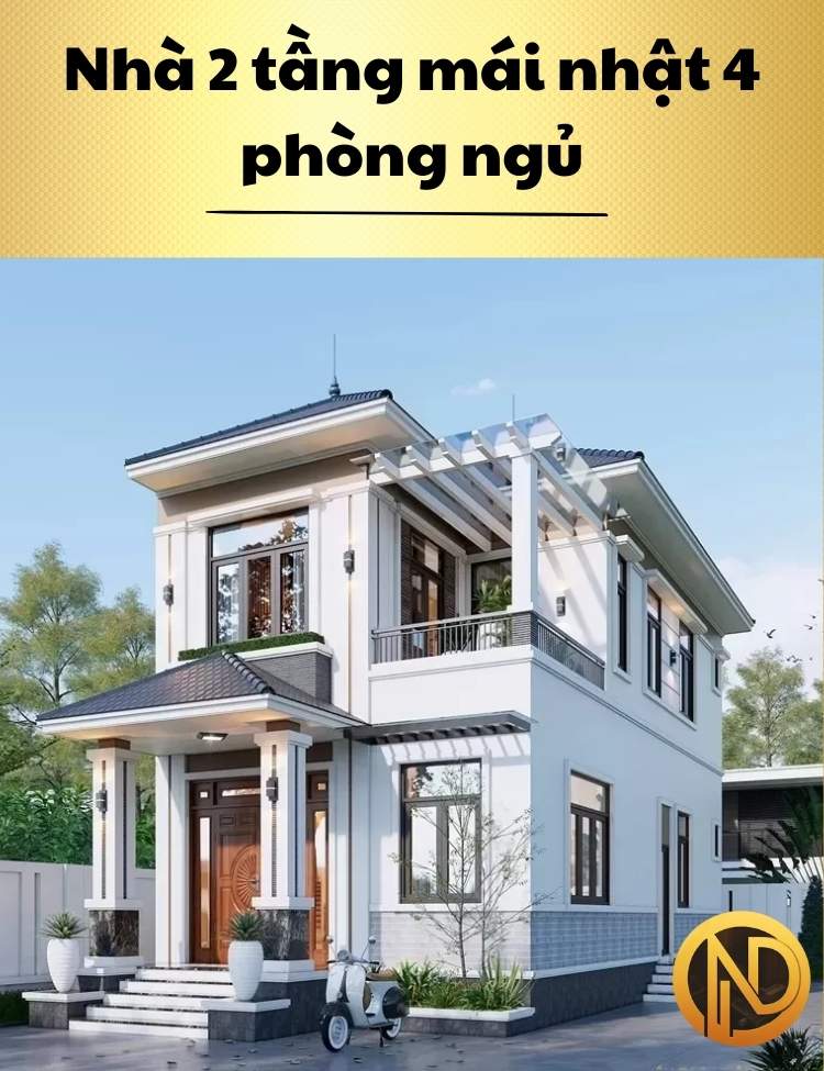 Nhà 2 tầng mái nhật 4 phòng ngủ