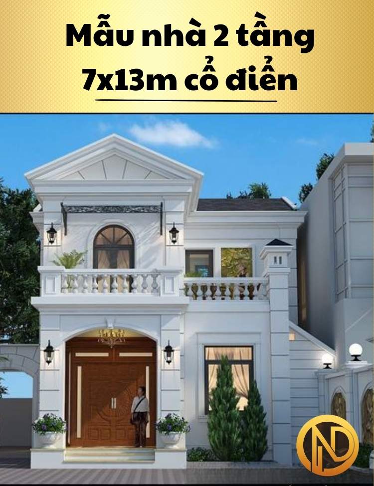 mẫu thiết kế nhà 2 tầng 7x13m