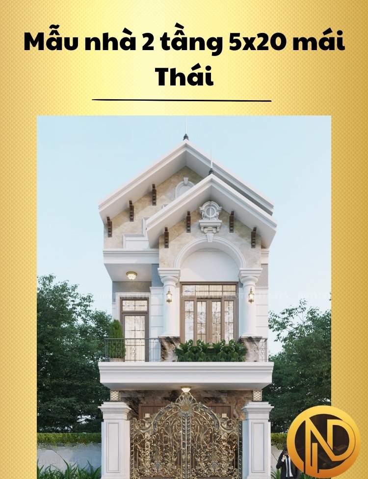 Mẫu nhà 2 tầng 5x20 mái Thái