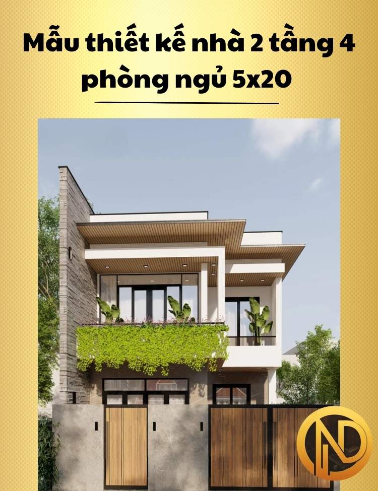 Mẫu thiết kế nhà 2 tầng 4 phòng ngủ 5x20 