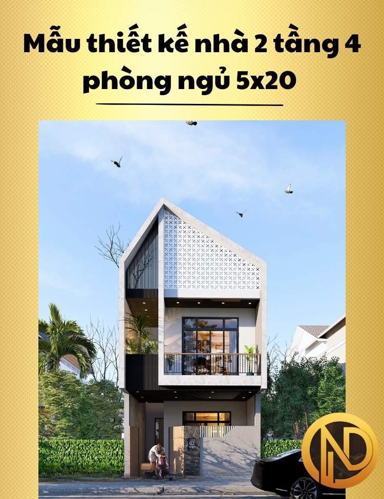 Mẫu thiết kế nhà 2 tầng 4 phòng ngủ 5x20 