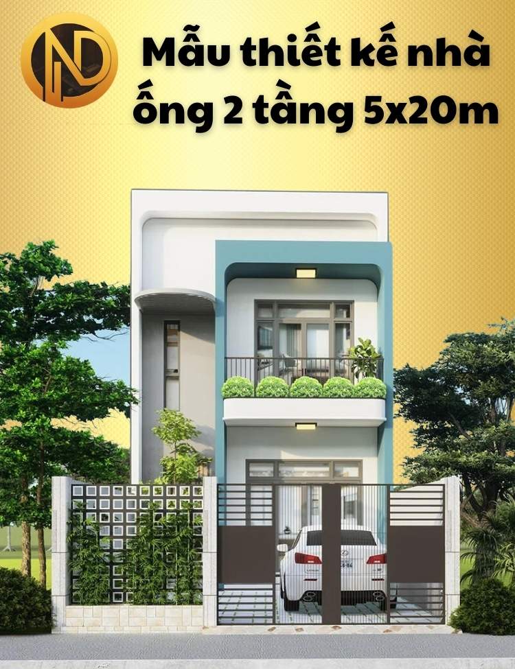 mẫu thiết kế nhà ống 2 tầng 5x20m