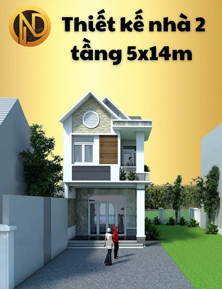 thiết kế nhà 2 tầng 5x14m