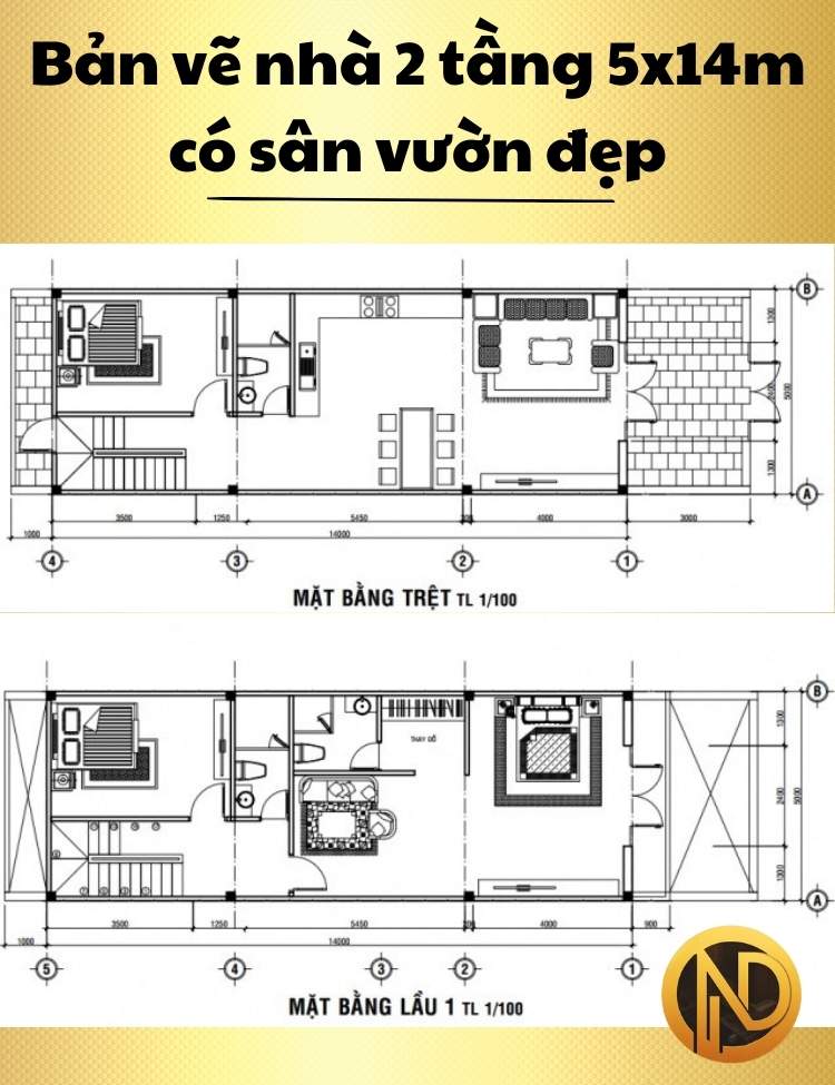 Nhà 2 tầng 5x14m có sân vườn đẹp