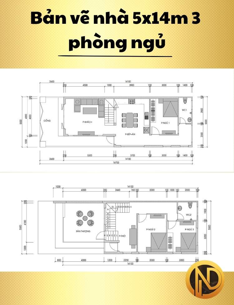 Nhà 5x14m 3 phòng ngủ