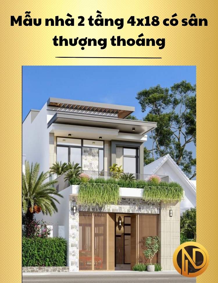 Mẫu nhà 2 tầng 4x18có sân thượng thoáng