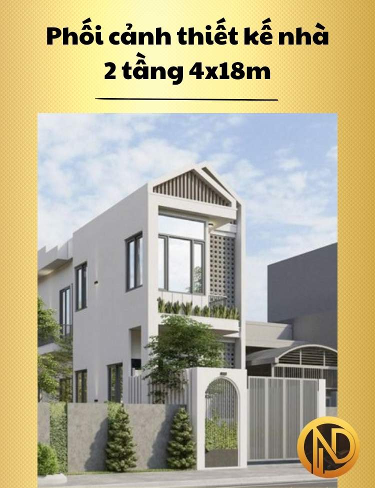 thiết kế nhà 2 tầng 4x18m