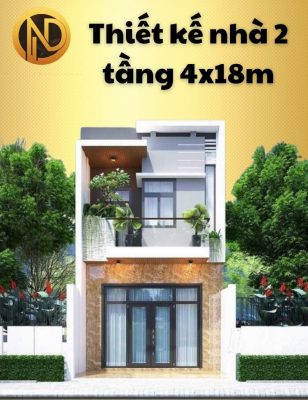 thiết kế nhà 2 tầng 4x18m