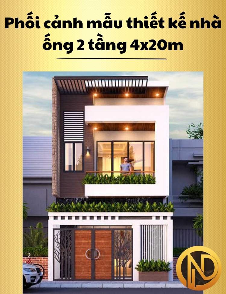 thiết kế nhà 2 tầng 4x20m