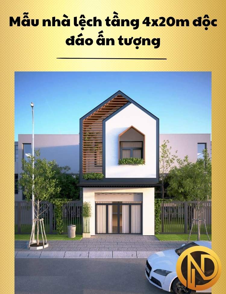 thiết kế nhà 2 tầng 4x20m