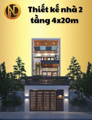 thiết kế nhà 2 tầng 4x20m